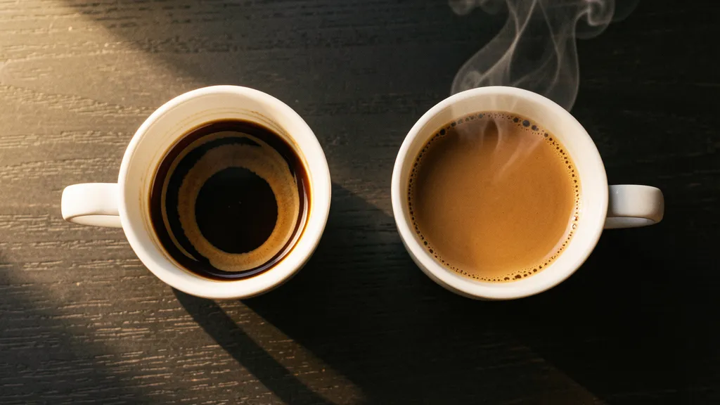 Resource pacing: one coffee half-empty from big gulps, one mostly full from small sips